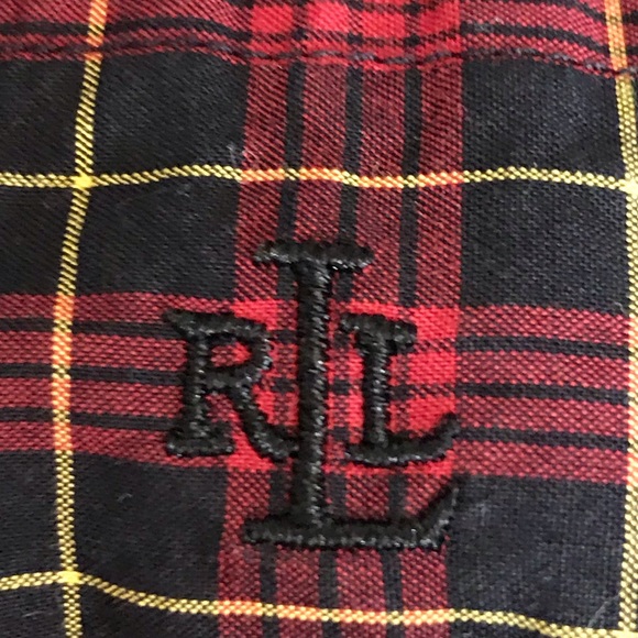 Vintage LAUREN RALPH LAUREN Plaid Ruffle Button Down Long Sleeve Top - Picture 6 of 7